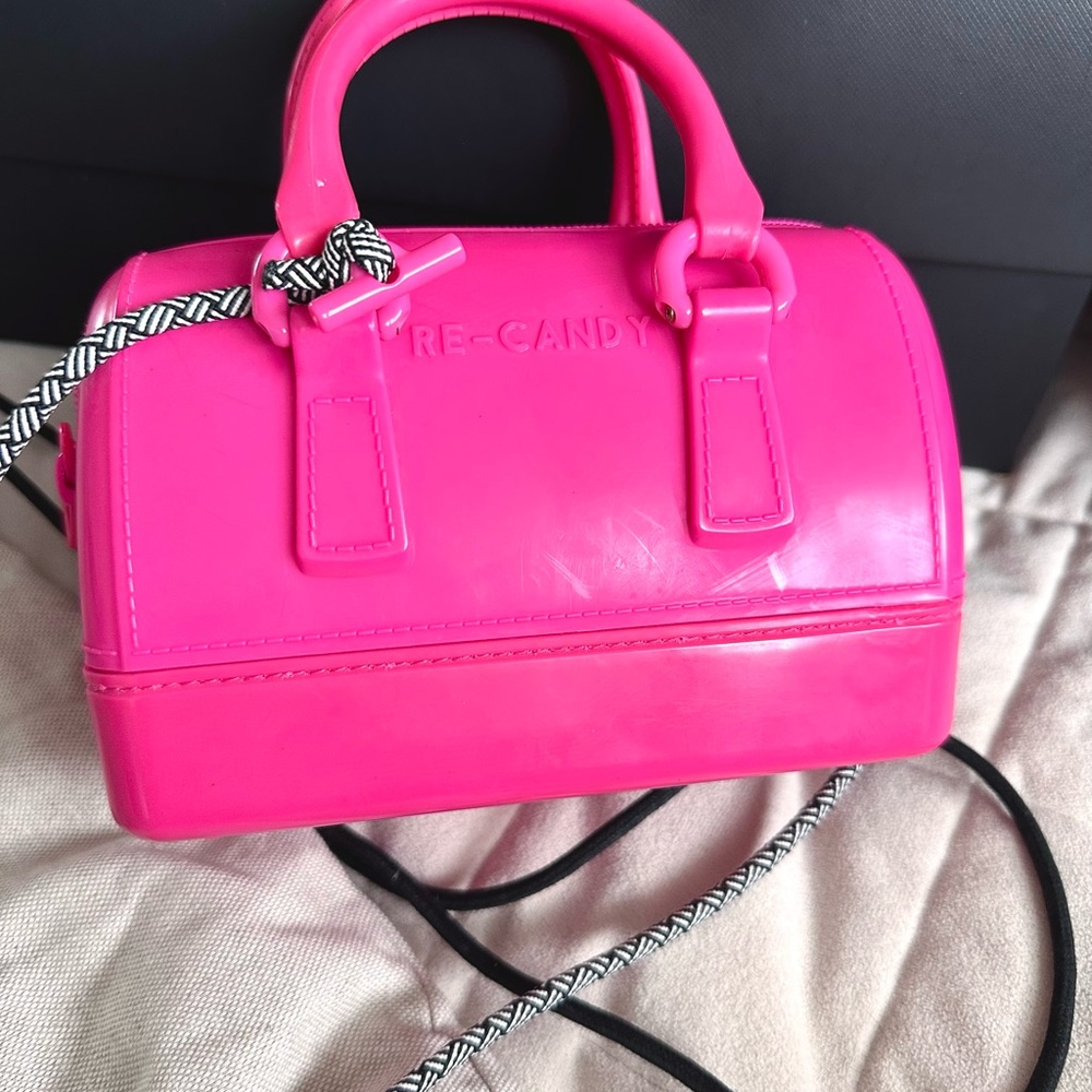 Furla RE-CANDY Mini Top-Handle Bag in Bright Pink - Picture 8 of 8